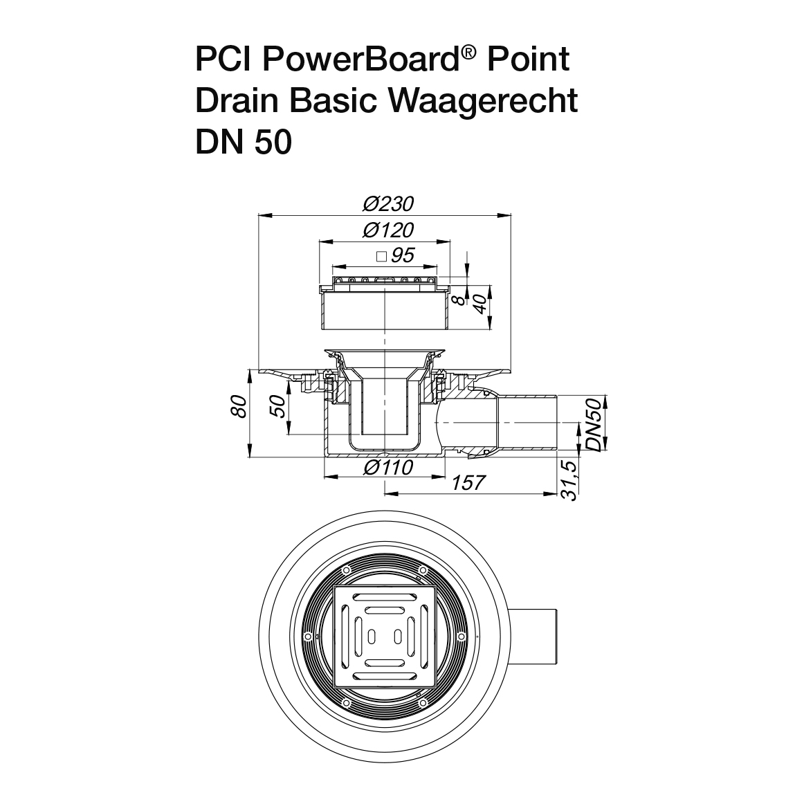 Vloerafvoeren PCI PowerBoard Point Drain Basic