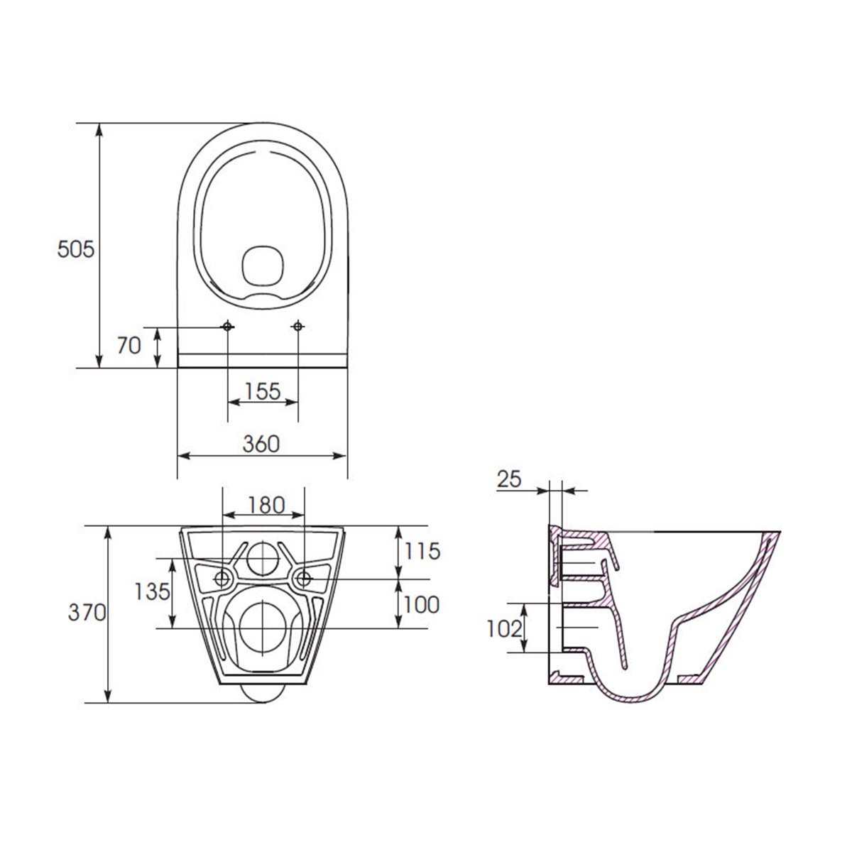 WC Wand-Tiefspül-WC Danpasar spülrandlos Absenkautomatik-BEN10090 WC Wand-Tiefspül-WC Danpasar spülrandlos Absenkautomatik-BEN10090