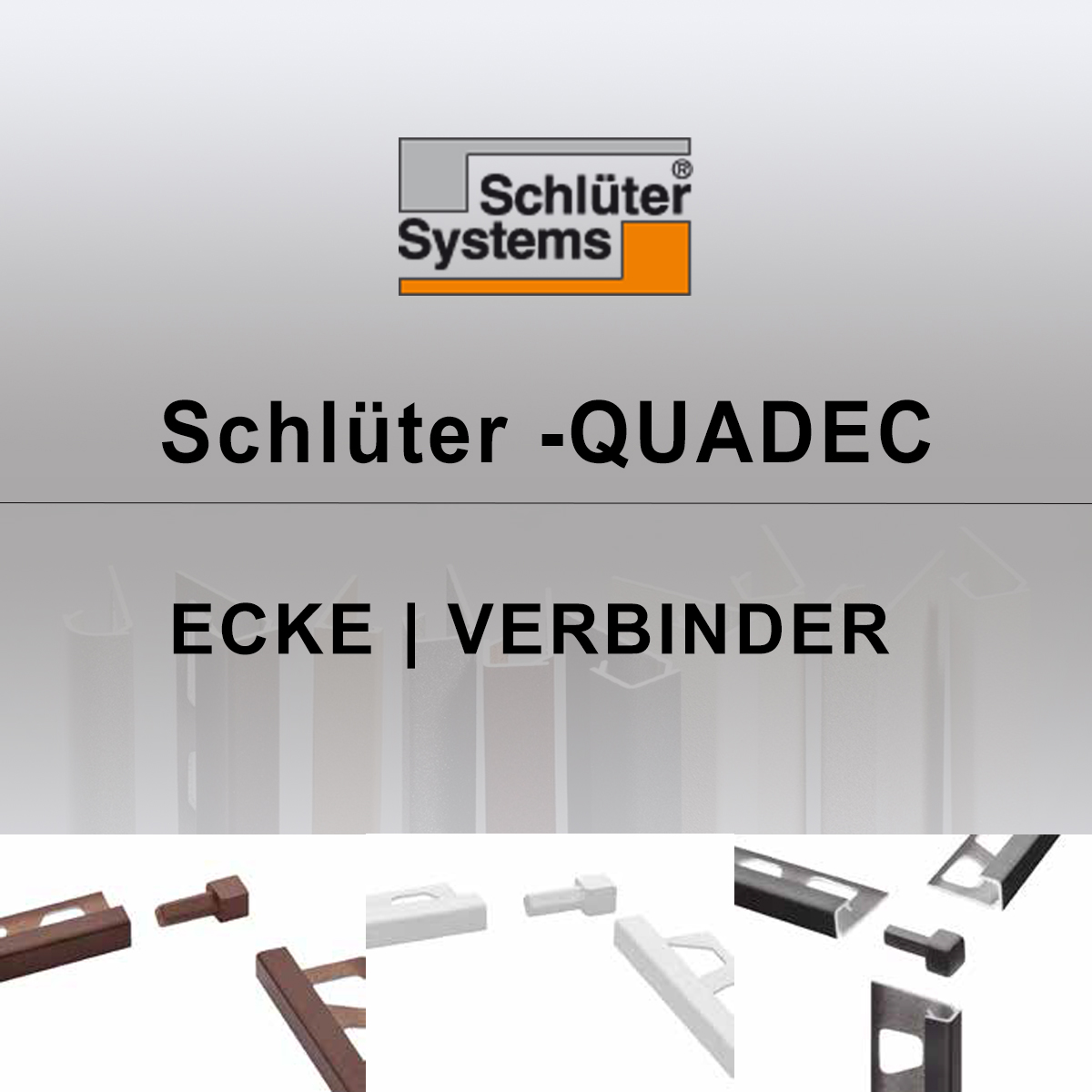 Buitenhoek en binnenhoek 100mm voor tegelrupsverbinder tegelprofiel Schlüter Schiene Quadec