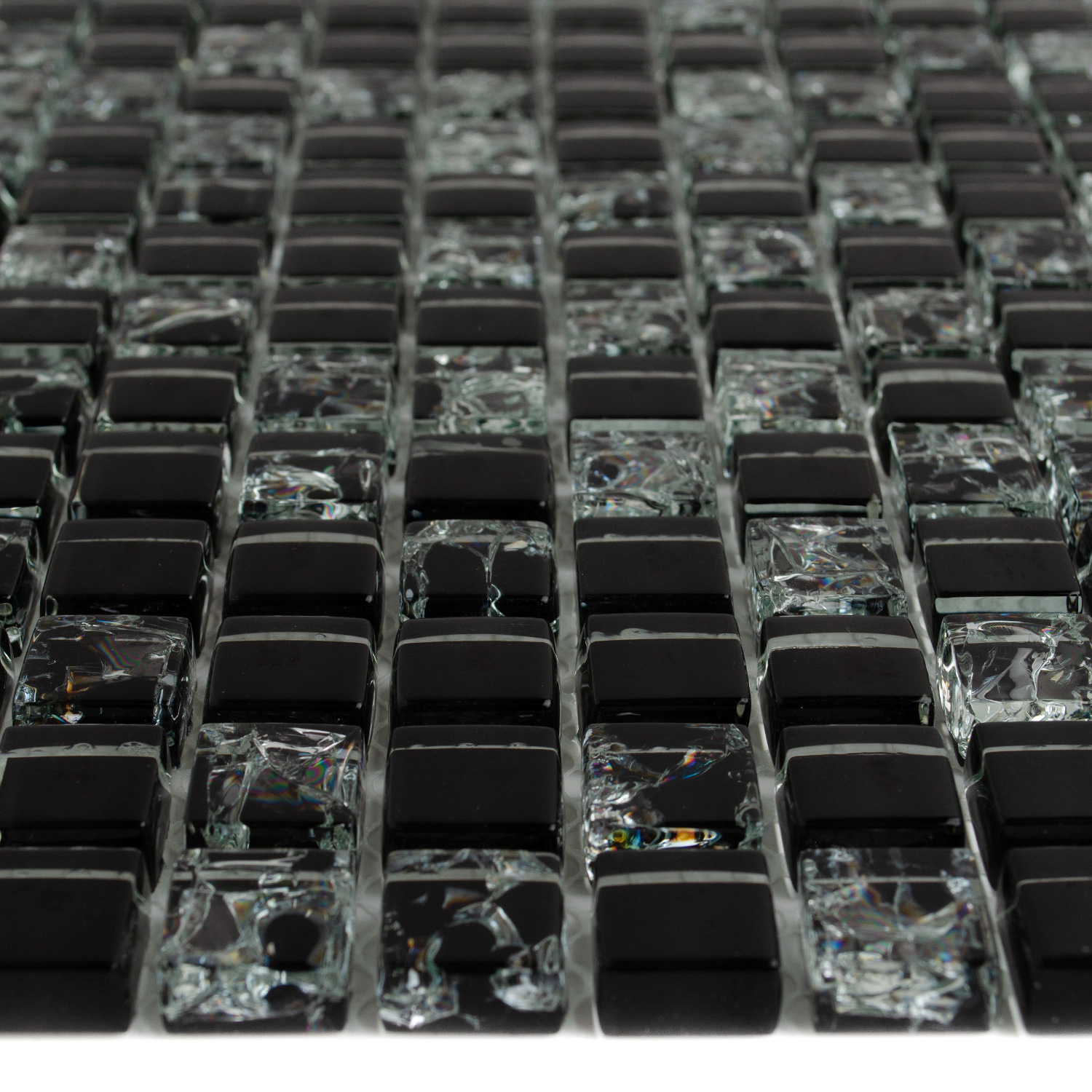 Glasmosaik Gaby Schwarz Brickmosaik mit Brucheffekt-BEN10219