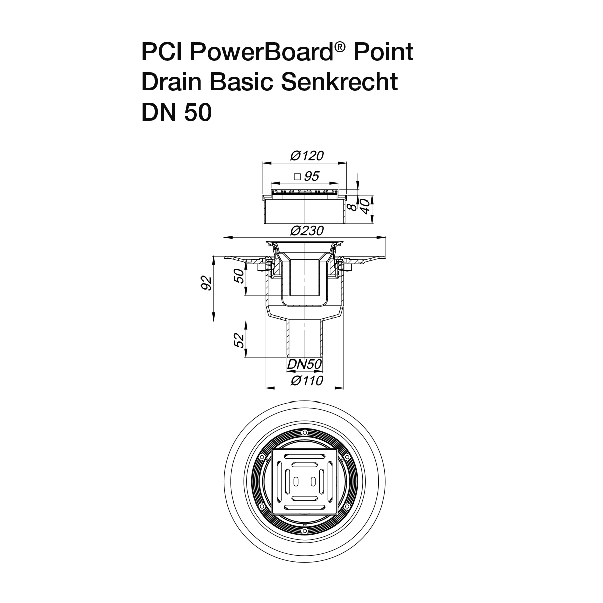 Vloerafvoeren PCI PowerBoard Point Drain Basic